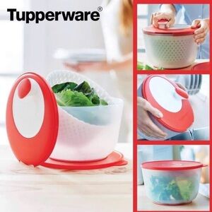 Tupperware Red and White Salad Spinner